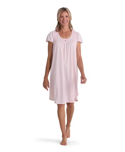 Miss Elaine Women's Short-sleeve Solid Short Nightgown In Orange