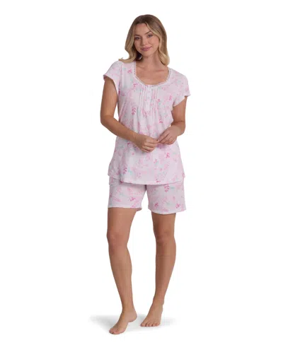 Miss Elaine Women's Short-sleeve Top And Pull-on Shorts, 2-pc Set