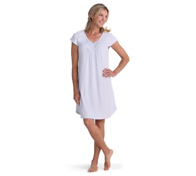 Miss Elaine Women's Short-sleeve V-neck Nightgown In Blue