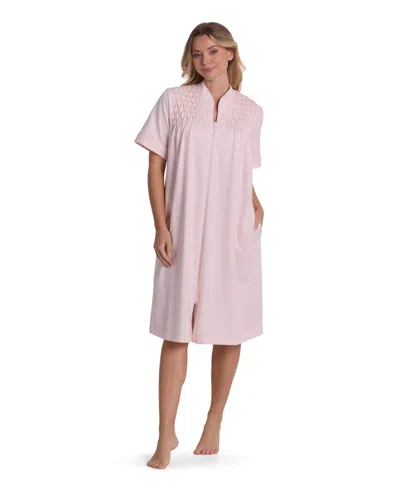 Miss Elaine Women's Short-sleeve Zip Robe In Orange