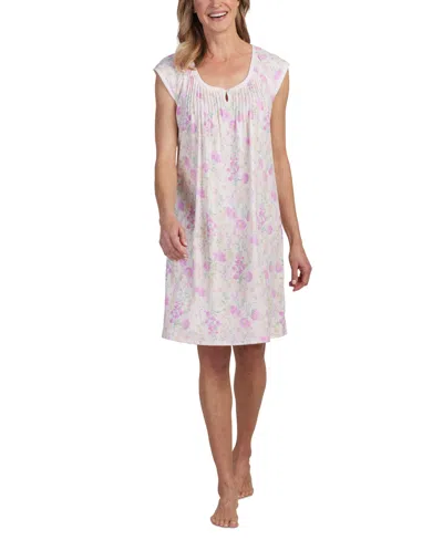 Miss Elaine Women's Sleeveless Floral Nightgown In Pink Floral