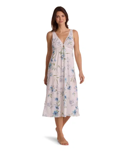 Miss Elaine Women's Sleeveless Printed Long Gown In Pink