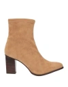 Miss Elastic Woman Ankle Boots Camel Size 11 Textile Fibers In Beige