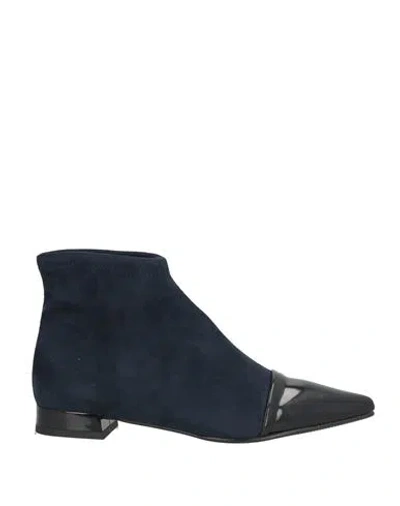 Miss Elastic Woman Ankle Boots Navy Size 8 Textile Fibers In Blue