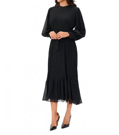 Miss Finch Nyc Classic Elegance Midi Dress In Black In Blue