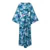 Miss Fm Women's Pink / Purple / Blue Honey Maxi Dress - White Watercolor In Pink/purple/blue
