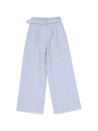 Miss Grant Kids' Belted Pleated Trousers In Blue