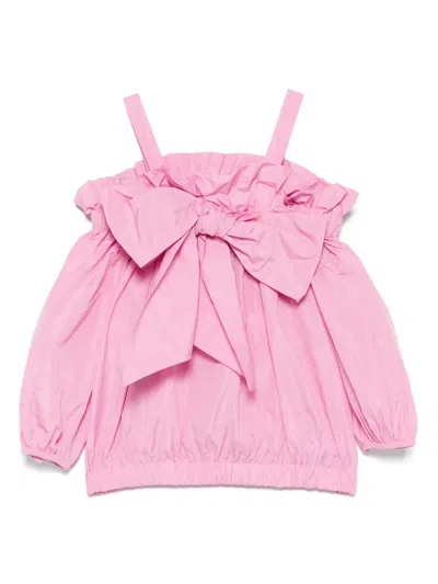 Miss Grant Kids' Bow-appliqué Blouse In Pink