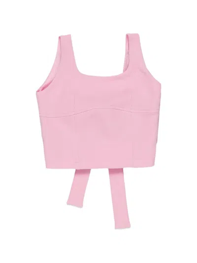 Miss Grant Kids' Bow Crop-top In Pink