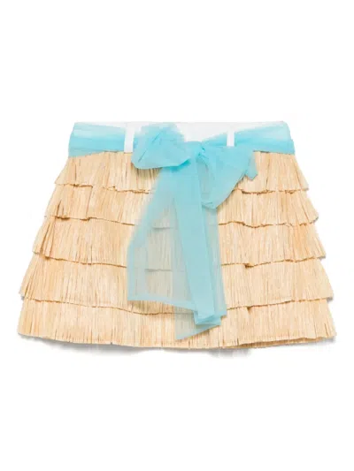 Miss Grant Kids' Bow-detail Skirt In Neutrals
