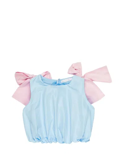 Miss Grant Kids' Bow-detail Top In Blue