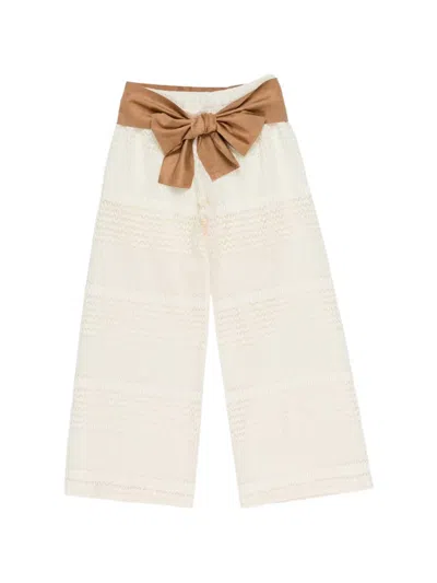 Miss Grant Kids' Bow-detail Trousers In Brown