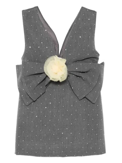Miss Grant Babies' Bow-embellished Dress In Gray