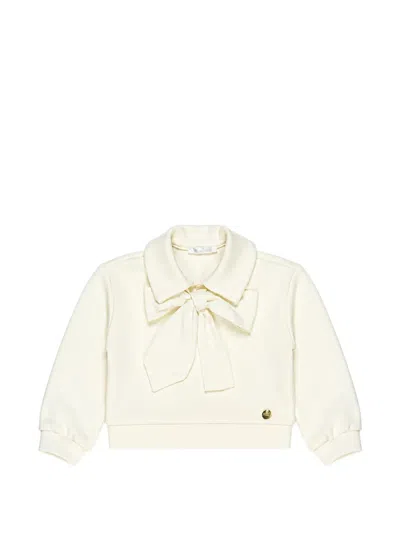 Miss Grant Kids' Bow-detail Collar Sweatshirt In Neutrals