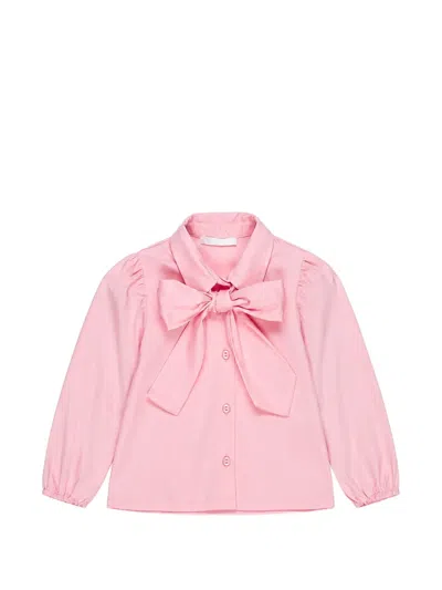 Miss Grant Kids' Bow-detail Long-sleeve Shirt In Pink