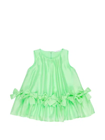 Miss Grant Babies' Bows Ruffled Dress In Green