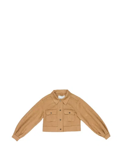 Miss Grant Kids' Buttoned Pocket Jacket In Brown