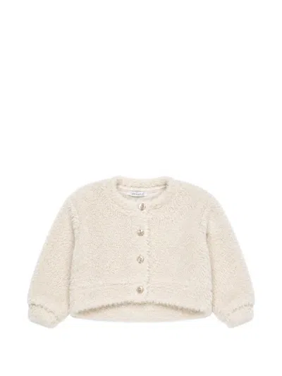 Miss Grant Babies' Button-up Round-neck Cardigan In White