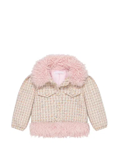 Miss Grant Babies' Button-up Tweed Jacket In Pink