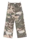 Miss Grant Camouflage Embellished Casual Trousers In Green