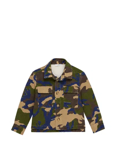 Miss Grant Kids' Camouflage-print Button-up Jacket In Brown