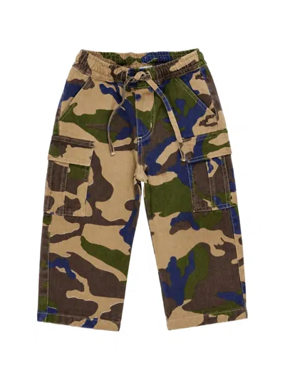 Miss Grant Babies' Camouflage-print Cargo Pants In Brown