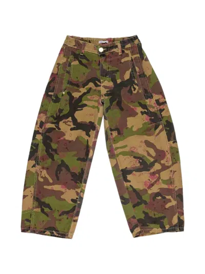 Miss Grant Kids' Camouflage-print Wide-leg Trousers In Green