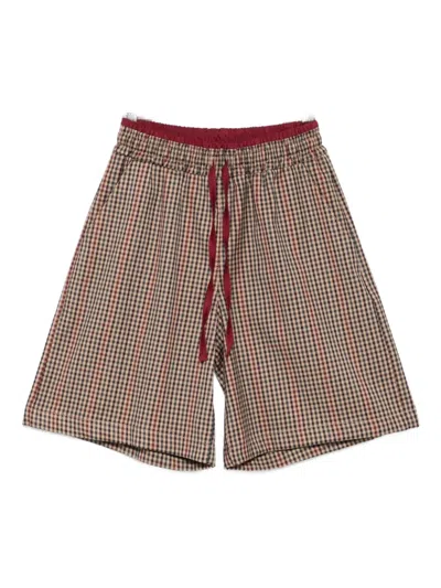 Miss Grant Kids' Checked Drawstring Casual Shorts In Brown