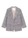 Miss Grant Checked Pocketed Blazer In Gray
