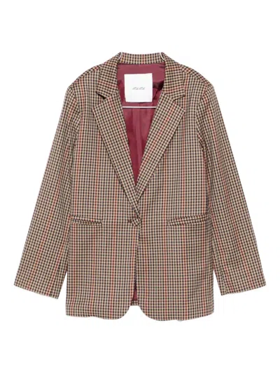 Miss Grant Kids' Checked Single-breasted Blazer In Brown