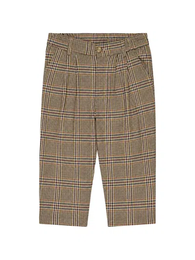 Miss Grant Kids' Check-pattern Pleated Trousers In Brown