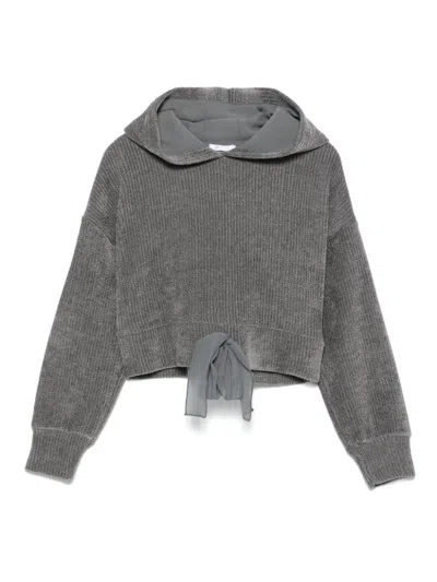 Miss Grant Kids' Chenille Hoodie In Gray