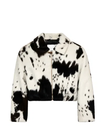 Miss Grant Kids' Cow-print Jacket In White