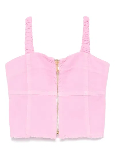 Miss Grant Kids' Denim Top In Pink
