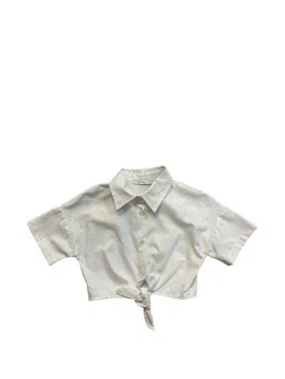 Miss Grant Babies' Dotted Tie-front Top In White