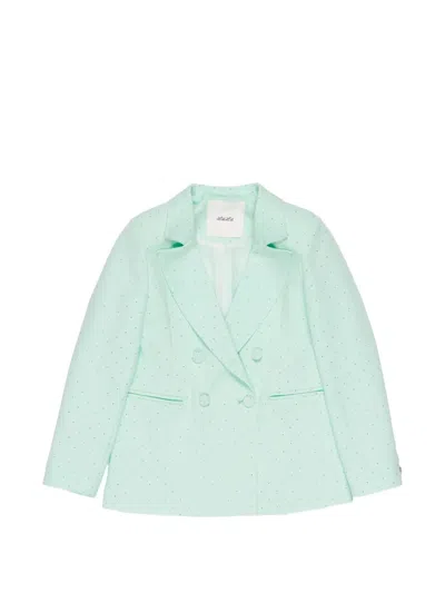 Miss Grant Kids' Double-breasted Embellished Blazer In Green