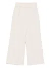 Miss Grant Elastic-waist Button-front Trousers In Neutral