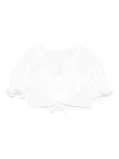 Miss Grant Kids' Embroidered Blouse In White