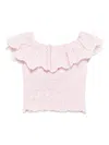 Miss Grant Embroidered Ruffled Top In Pink