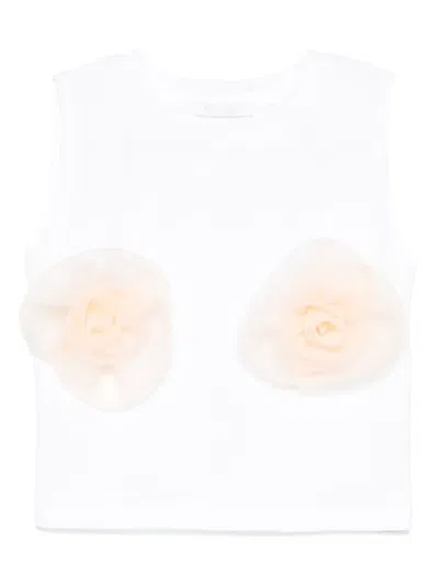 Miss Grant Kids' Floral-appliqué Top In White