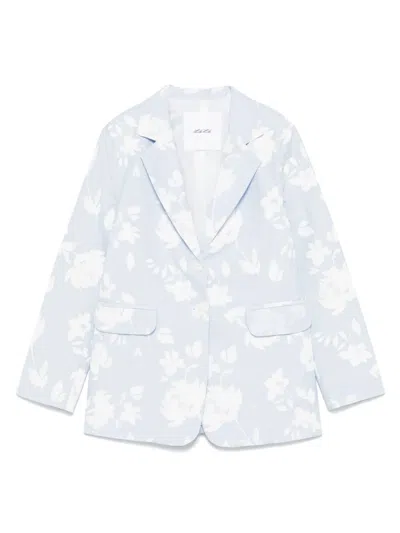 Miss Grant Kids' Floral-jacquard Blazer In Blue