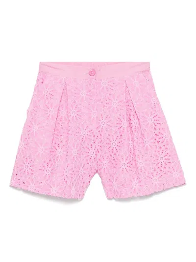Miss Grant Kids' Floral-lace Shorts In Pink