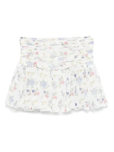 Miss Grant Kids' Floral-print Mini Skirt In White
