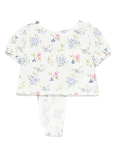 Miss Grant Babies' Floral-print T-shirt In White