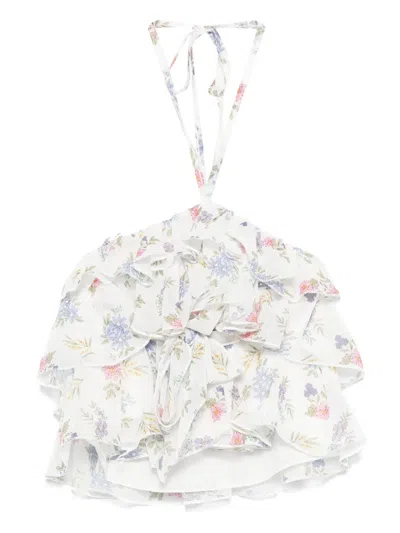 Miss Grant Kids' Floral-print Top In White