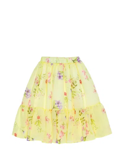 Miss Grant Kids' Floral Skirt In Gold