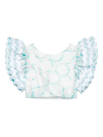 Miss Grant Babies' Graphic-print Blouse In Blue