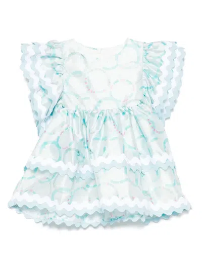 Miss Grant Babies' Graphic-print Dress In Blue