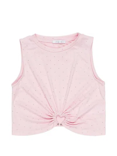 Miss Grant Kids' Knot Embellished Top In Pink