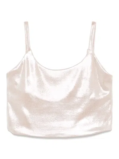 Miss Grant Kids' Laminated-finish Top In Beige